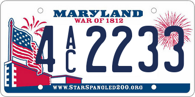 MD license plate 4AC2233