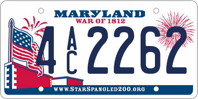 MD license plate 4AC2262
