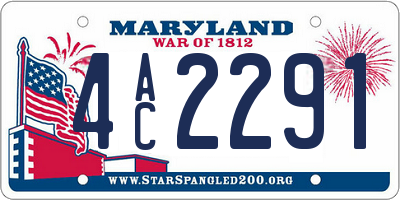 MD license plate 4AC2291