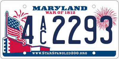 MD license plate 4AC2293