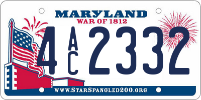 MD license plate 4AC2332