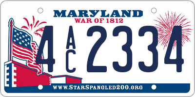 MD license plate 4AC2334