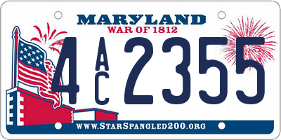 MD license plate 4AC2355