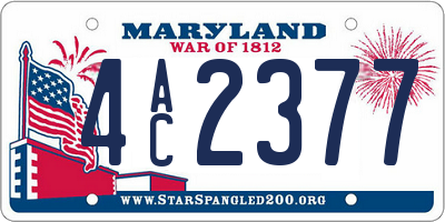 MD license plate 4AC2377