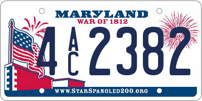 MD license plate 4AC2382