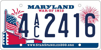 MD license plate 4AC2416