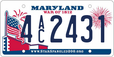 MD license plate 4AC2431