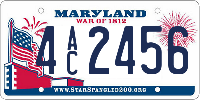 MD license plate 4AC2456