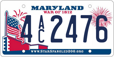 MD license plate 4AC2476