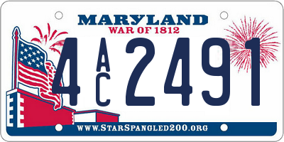 MD license plate 4AC2491