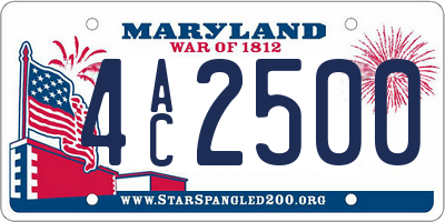 MD license plate 4AC2500