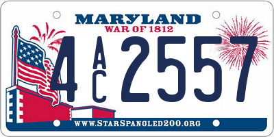 MD license plate 4AC2557