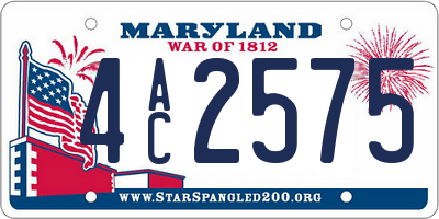 MD license plate 4AC2575
