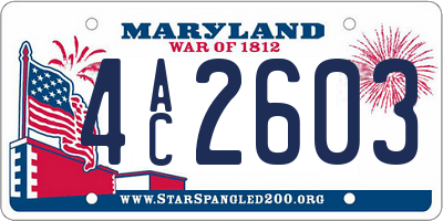 MD license plate 4AC2603