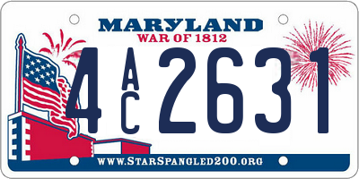MD license plate 4AC2631