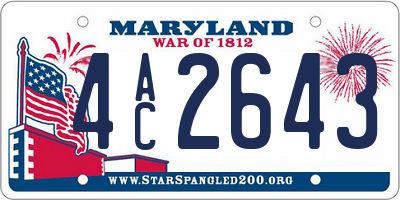 MD license plate 4AC2643
