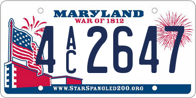 MD license plate 4AC2647