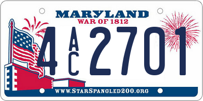 MD license plate 4AC2701