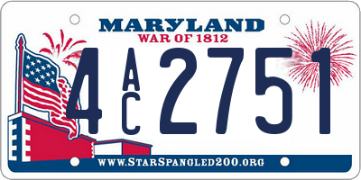 MD license plate 4AC2751