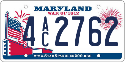 MD license plate 4AC2762