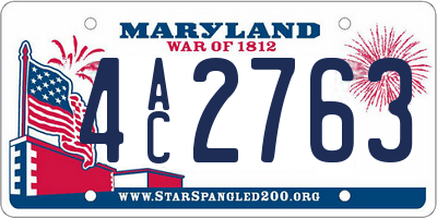 MD license plate 4AC2763
