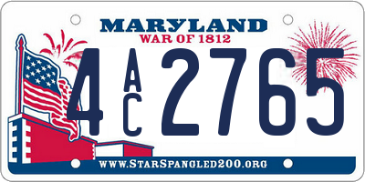 MD license plate 4AC2765