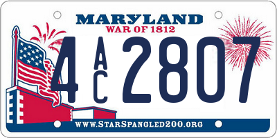 MD license plate 4AC2807