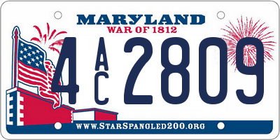 MD license plate 4AC2809