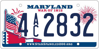 MD license plate 4AC2832
