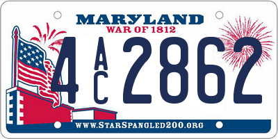 MD license plate 4AC2862