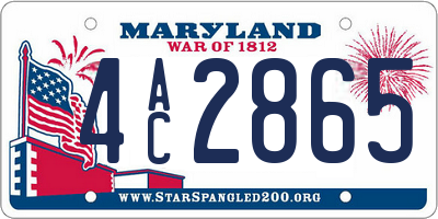 MD license plate 4AC2865