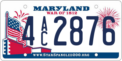 MD license plate 4AC2876