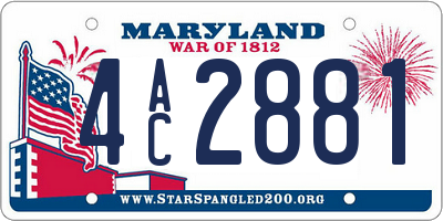 MD license plate 4AC2881