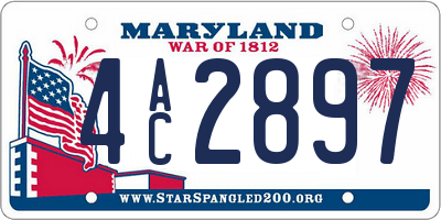 MD license plate 4AC2897