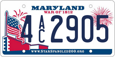 MD license plate 4AC2905