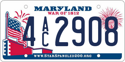 MD license plate 4AC2908