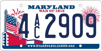 MD license plate 4AC2909