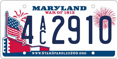MD license plate 4AC2910