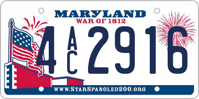 MD license plate 4AC2916