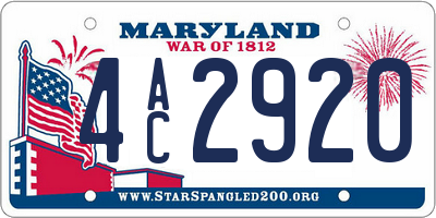 MD license plate 4AC2920