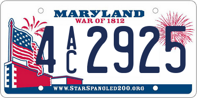MD license plate 4AC2925