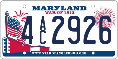 MD license plate 4AC2926