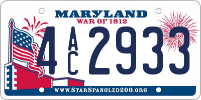 MD license plate 4AC2933