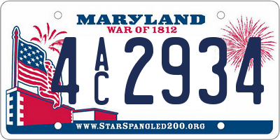 MD license plate 4AC2934