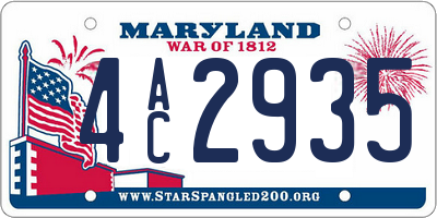 MD license plate 4AC2935