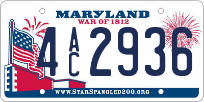 MD license plate 4AC2936