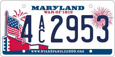 MD license plate 4AC2953