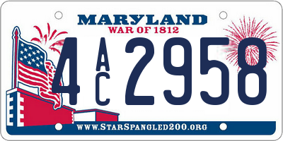 MD license plate 4AC2958