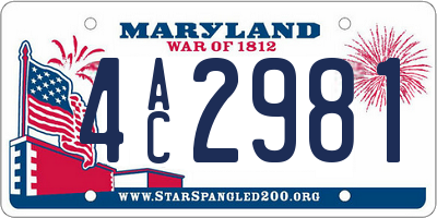 MD license plate 4AC2981