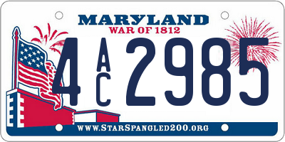 MD license plate 4AC2985